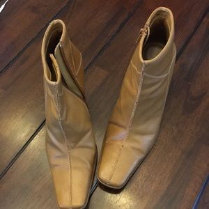 Square Toe Tan Ankle Boots